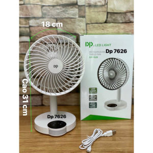 Quạt Sạc Cao Cấp Cảm Ứng DP-7626 Có Đèn LED  Quạt Sạc Cao Cấp Chuẩn DP Treo Tường Để Bàn Tiện Lợi