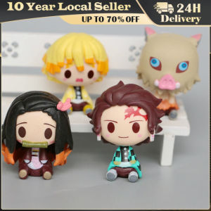 NEW 4pcs/set Anime Demon Slayer Kawaii Kimetsu No Yaiba Figure Q Posket Kamado Tanjirou Kamado Nezuko Agatsuma Figure Toy 4-5cm