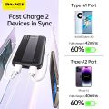 CCC Awei P53K High-capacity power bank 10000mah compact ultra-thin ultra-light power bank 2 charging ports in 2 charging port good quality high-end battery core included 3C Battery Can be taken on the plane. 