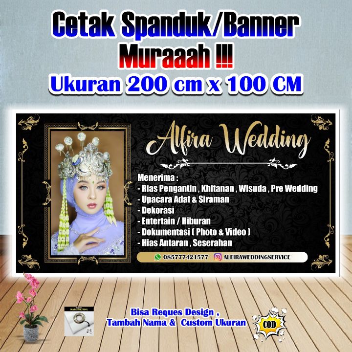 Spanduk Banner Wedding Ukuran 200 cm x 100 cm