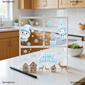 [COD] Springhooe แผ่นหิมะซานตาคลอสเกล็ดหิมะแบบคงที่ 1 2 3 4 4 6 9สติ๊กเกอร์ตกแต่งหน้าต่างคริสต์มาสตกแต่งบ้าน