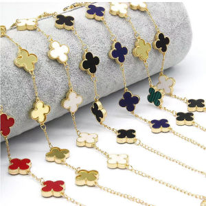 Sống Bán Buôn Tiền! BESFOME Vòng Tay CDD & Chống Gỉ Vòng Tay Cỏ Bốn Lá Vòng Tay Mặt Dây Chuyền Xương Đòn Thời Trang Nữ Bông Tai & Vòng Cổ Bằng Titan Vàng Hồng 18K