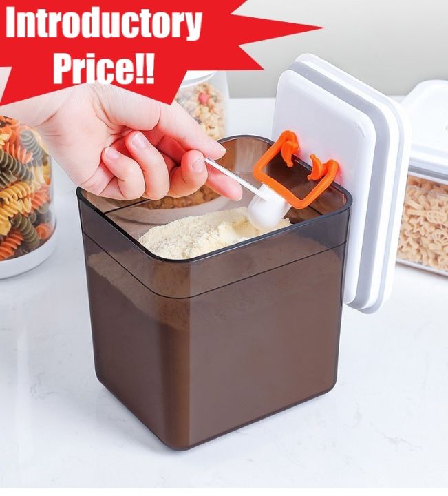 Air Tight baby Milk Powder Container with Scraper food storage Milk Storage  700/1700/2300ML Lazada PH