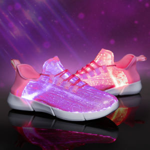 FECHENG 25-47 Led Shoes USB chargeable glowing Sneakers Fiber Optic White shoes for girls boys men women party wedding shoes