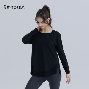 Reytorrm Baju Atau Atasan Olahraga Wanita Lengan Panjang Kaos Long Sleeve T-Shirt Yoga oversize（CX010）