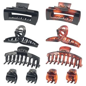 ECADY Hair Claw Clips Set Assorted Sizes - 10-Piece Strong Hold Claw Clips & Hair Clips for All Hair Types Hair Accessories Gift for Women Girls Black & Brown