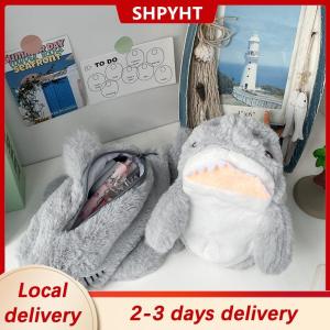 [COD] Ship within 24 hours Cute Plush Ocean Shark Pencil Case Cosmetic Bag Portable Large Capacity Pen Pouch Stationery Storage Box School Office Supplies