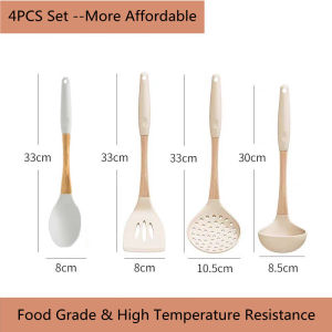 Gaoboos kitchen utensils set nonstick cooking tool Silicone spatula set with rack holder food tong pasta server ladle