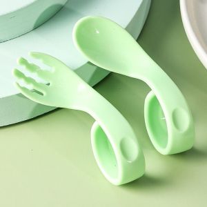 Set Sendok Garpu Bengkok Lubang Belajar Makan Mpasi Baby Training Peralatan Makan Bayi Balita