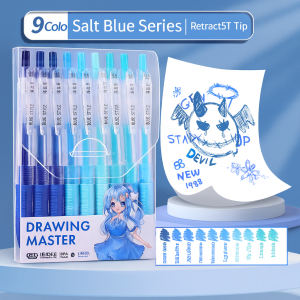 FYPN15 Pena Warna Warni Pulpen Gel 9 Warna Rainbow Multi Color Pen Set Pulpen Catatan Estetik dan Journaling