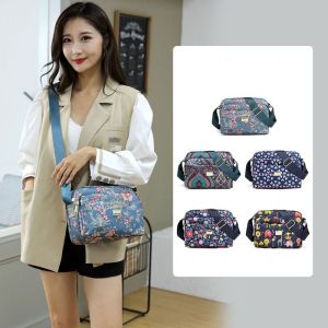 THOMA Nylon Zipper Crossbody Bag Niche Design Three-layer Small Phone Bag Trendy Solid Color Shoulder Bag Women