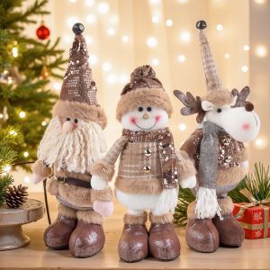 New Style 3PCS Christmas Decorative Christmas Dolls Reindeer Snowman Santa Claus Standing Doll New Year Ornament Christmas Merry Christmas