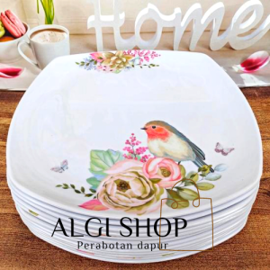 gratis sendok 12pcs piring saji model kotak melamine terbaru