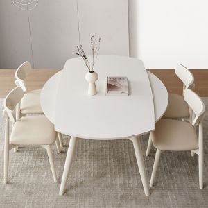 Dining Table Slate Solid Wood Variable Round Table Retractable Foldable Small Apartment