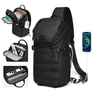 SEA CHOICE Multi-functional Mens CrossBody Bag - Waterproof Material Dry Wet Separation Design Travel Chest Bag with USB Charging Port Large Capacity for Travel