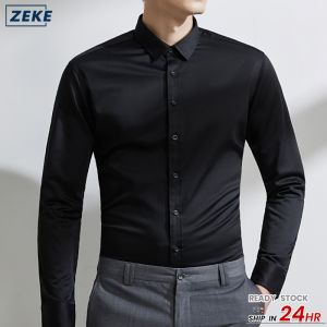 ZEKE A0001 Polo Shirt Menswear Plain Long Sleeve Poloshirt Casual Tops Formal Attire For Men