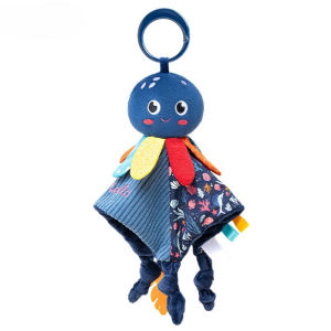 Aoduoyaya 3D Bean Velvet Baby Soothing Towel Soft Plush Doll Baby Sleeping Toy with Sound Paper&Teether