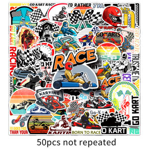 50PCS Kart Sticker Handsome Sport Car Hand-Painted Graffiti Waterproof Decorative Stationery Skateboard Headset Phone Case DIY Stickers