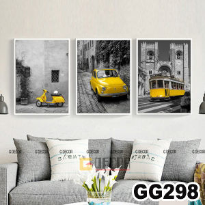 Tranh treo tường canvas khung gỗ 3 bức phong cách hiện đại Bắc Âu 298 tranh decor trang trí phòng khách phòng ngủ spa