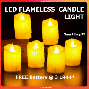 LED Flameless Swinging Wax Candle Night Light Lampu Lilin LED Hari Raya Battery Operated - F.R.E.E Battery