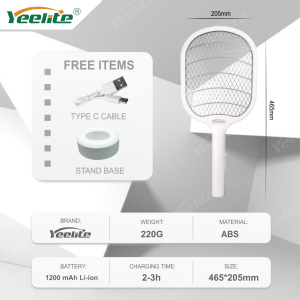 YEELITE Electric Fly Swatter Rechargeable with LED Light High-Voltage Mosquito Killer Racket Portable & Durable Outdoor Insect Control