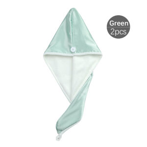 [2pcs/set]SupaTex Plain Color Imitated Satin Silk Hair Drying Cap Double-sided Coral Velvet Emulation Silk Shower Cap 25x65cm