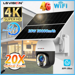 LS VISION UBOX WiFi/4G 20X Optical Zoom Solar CCTV Camera 24/7 Recording 4K Dual Working Mode Outdoor Waterproof Two-way Voice Wireless IP Camera Full Color Night Vision Motion Detection PTZ Home Security Cameras