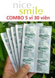 Viên sủi ngâm làm sạch Polident của Mỹ - Vệ sinh hàm giả răng giả hàm tháo lắp khay chỉnh nha khay tẩy trắng