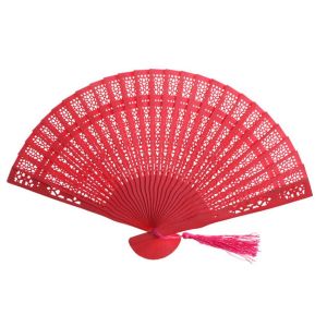 OKDEALS01 Chinese Style Retro Wedding Gifts Hand Carved Folding Party Favors Gift Fan Folding Fan Tassel Fan Wood Fan
