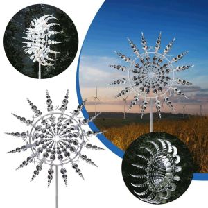FLYING Wind Powered Metal Windmill Rust Resistant Ground Mounted Windmill Rotating Garden Art Rotating Wind Catcher Garden Decoration