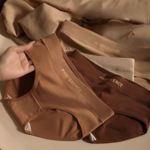 3Pcs/Set Women Soft Cotton Panties Mid Waist Briefs in Warm Tan Minimalist Intimates Breathable Stretch Underwear Size M-2XL