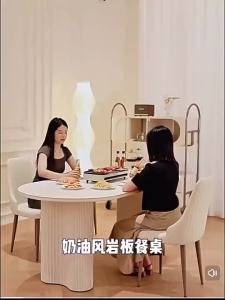 CraftedLiving SG-Sintered Stone Island Combination Modern Minimalist Home French Cream Style Small Apartment Dining Tabl