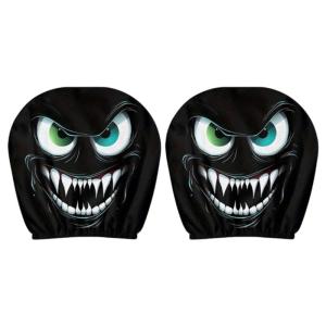 Halloween Ghostly Design Car Headrest Covers Soft Fabric Protectors For Car Interior Accessories Machine Washable 1 Pair