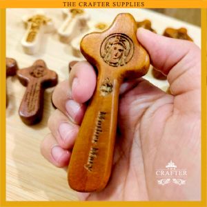 1pc Wooden Cross Holding Cross Comfort Cross Praying Cross Christening Souvenir Holy Land