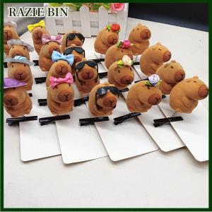RAZIE BIN 1Pcs Cartoon Children 3D Capibala Hair Clip Plush Hairpin DIY Bow Sunglasses Rose Hat Design Capybara Duckbill Clip Accessories