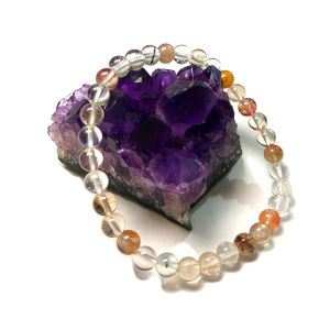 Rutilated Quartz Bracelet Crystal Jewelry 6mm Round Bead Charm Bracelet Beads Bracelet Crystal Bracelet Gemstone Bracelet