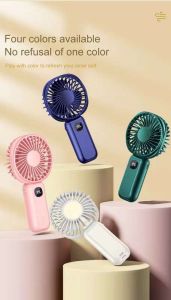 ella shop Rechargeable Fan with Light 3 Speeds Strong Wind Portable Mini Fan With Powerbank Function Handheld