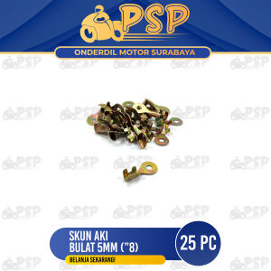 Skun Aki Bulat 5mm Baut 8 (Harga Per Pak Isi 25) - Scun Sekun Klem Terminal Accu Soket Socket Ring