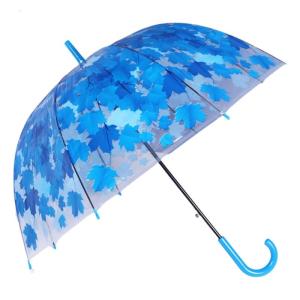 Clear Bubble Umbrella Leaf Pattern Stick Umbrella Automatic Clear Dome Umbrella See Through Dome Umbrella for Kid Adult