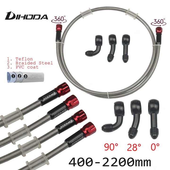 Turbo Oil Feed Line 4AN Turbo Feed Line 12" Length Stainless Steel Braided 4AN Pressure Stainless Steel Remote Control Turbocharger Oil Drain Return Line AN4 90 Degree End Straight Hose End