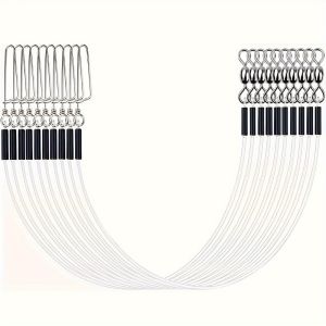 CYI47 12pcs Ball Bearing Swivel Fishing Leader Line Fluorocarbon With Swivels Fluorocarbon Leader Line Fishing Supplies Connect Tackle Wire Leader Fishing Line Saltwater Fishing