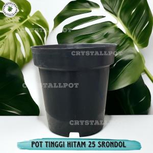 Pot Bunga Tanaman Plastik Tinggi Srondol Polos 25 Hitam - SRONDOL 25 HITAM