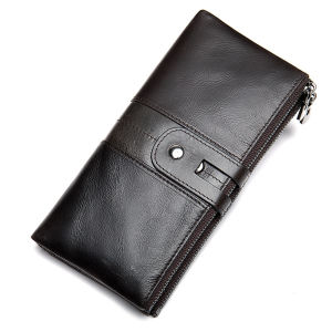 EDERN Retro Genuine Leather Wallet for Women RFID Anti-magnetic Wallet Long Clutch Bag Cellphone Purse Zipper Wallet Card Holder