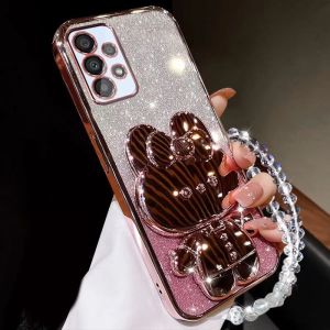 เคสโทรศัพท์สำหรับ Samsung A53 A23 A52S A73 A33 A72 A32ตัวปกป้องกล้องถ่ายรูปฝาหลัง5G พร้อมที่ยึดและสายรัด