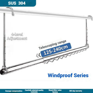 Stainless Steel Double Rod Clothes Drying Rack Foldable Retractable Clothes Hanging Rod Balcony Laundry Quilt Drying
