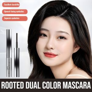 Rooted Dual Color Mascara Small Steel Tube Ultra-Fine Small Brush Head Mascara Waterproof Sweatproof Slim And Thick Curling Anti-Sweat Eye Makeup