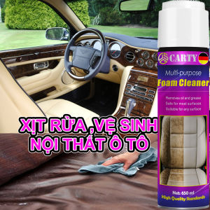 [Siêu Sạch  ] Chai bọt Carty vệ sinh nội thất xe hơi sofa – sạch ghế da vải nỉ – 650ml khô nhanh an toàn khi dùng tay