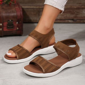 [Free Shipping] New Summer WomenS Shoes Large Size Thick-Soled One-Strap Sandals Casual And Fashionable With A Knitted Upper