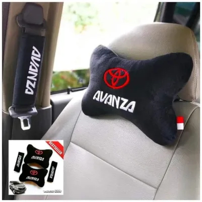 BANTAL LEHER MOBIL MODEL TOYOTA AVANZA BANTAL HEADREST BANTAL SANDARAN LEHEL PLUS SARUNG SEATBELT -