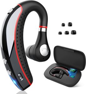 Bluetooth Headset V5.3 Wireless Earpiece with Mic for Work 72H Playtime 500mAh Charging Case Hands-Free Calling with Mute Button for Trucker Office Driving with iPhone Android
